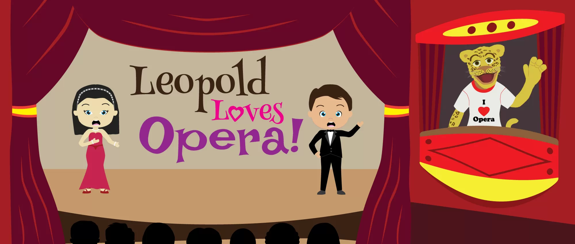 Illustration of the puppet Leopold and some opera singers