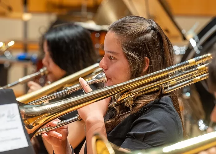 Pacific Symphony Youth Concert Band trombonists